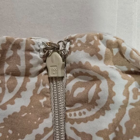 Lands' End Lined Paisley Skirt Cotton Tan White Zip Pockets Size 12 - Picture 8 of 9